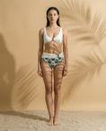 Load image into Gallery viewer, Palm Mirage Plunge Bikini Top in Bone White