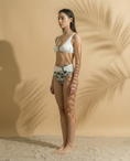 Load image into Gallery viewer, Palm Mirage Plunge Bikini Top in Bone White
