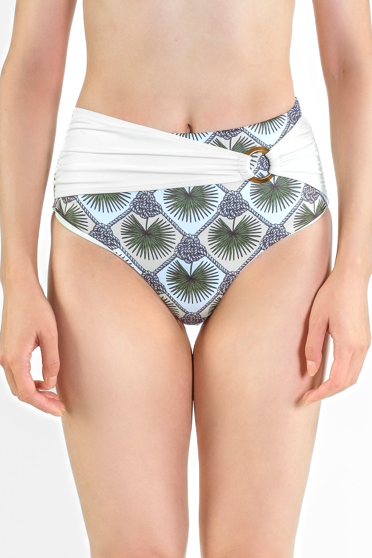 Palm Mirage High-Rise Bikini Bottom in Bone White