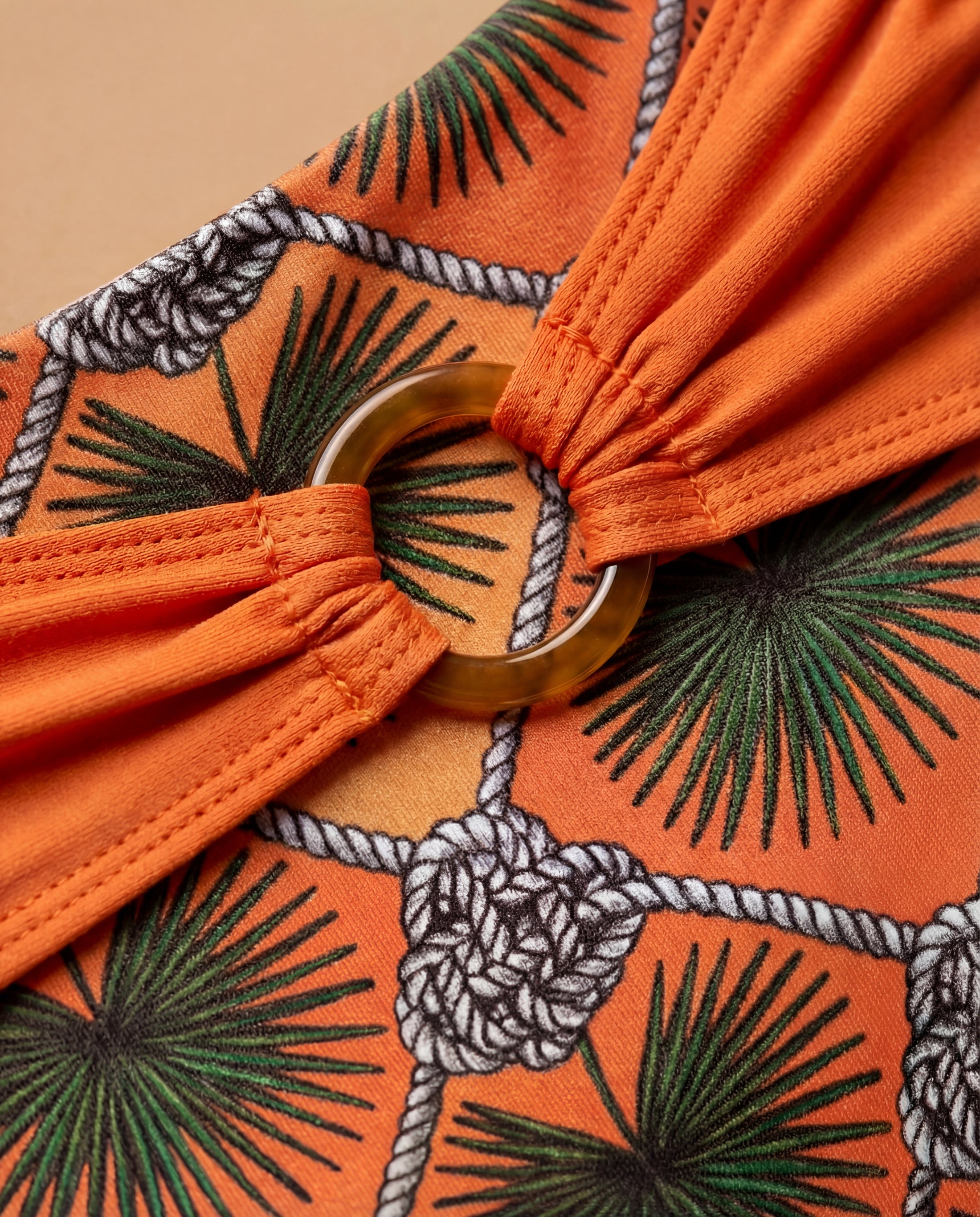 Palm Mirage High-Rise Bikini Bottom in Spanish Orange