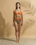 Load image into Gallery viewer, Palm Mirage Plunge Bikini Top in Spanish Orange
