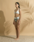 Load image into Gallery viewer, Palm Mirage Plunge Bikini Top in Bone White

