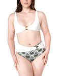 Load image into Gallery viewer, Palm Mirage Plunge Bikini Top in Bone White
